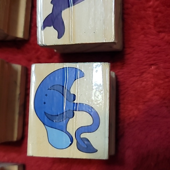 Set of 10 Marine Life Wooden Rubber Stamps - Picture 8 of 12